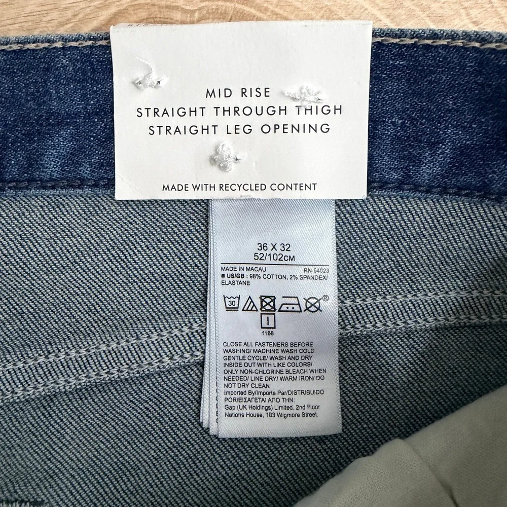 Banana‎ Republic Straight Fit Jeans Mens 36x32 Blue Mid Rise Organic Cotton $129